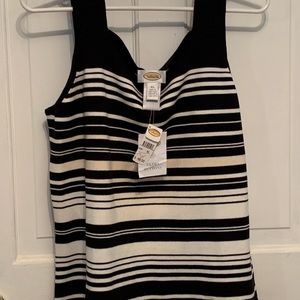 Talbots NWT Black/white stripe Knit sweater tank! Size XL